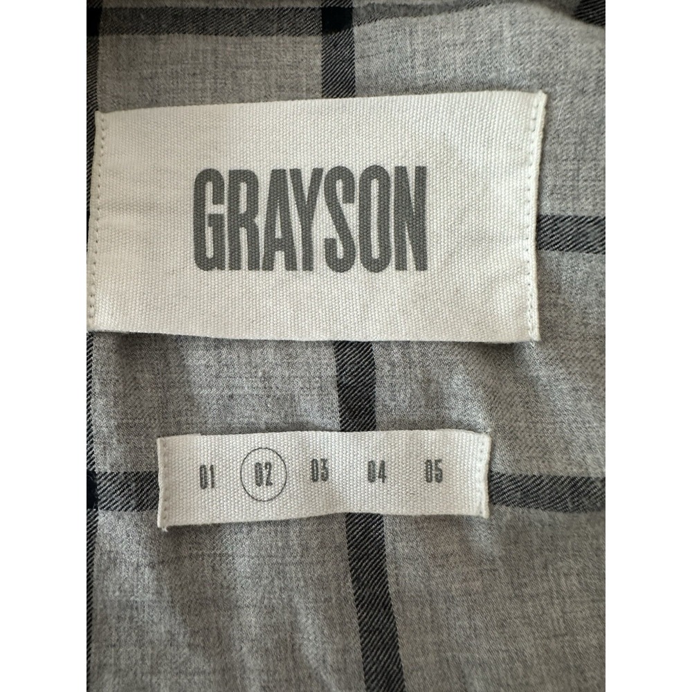 Grayson Shirt Top Women Size 02 Button Up Lightweight Gray Plaid Career Offie - Picture 4 of 11
